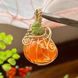 Carnelian Pumpkin Necklace