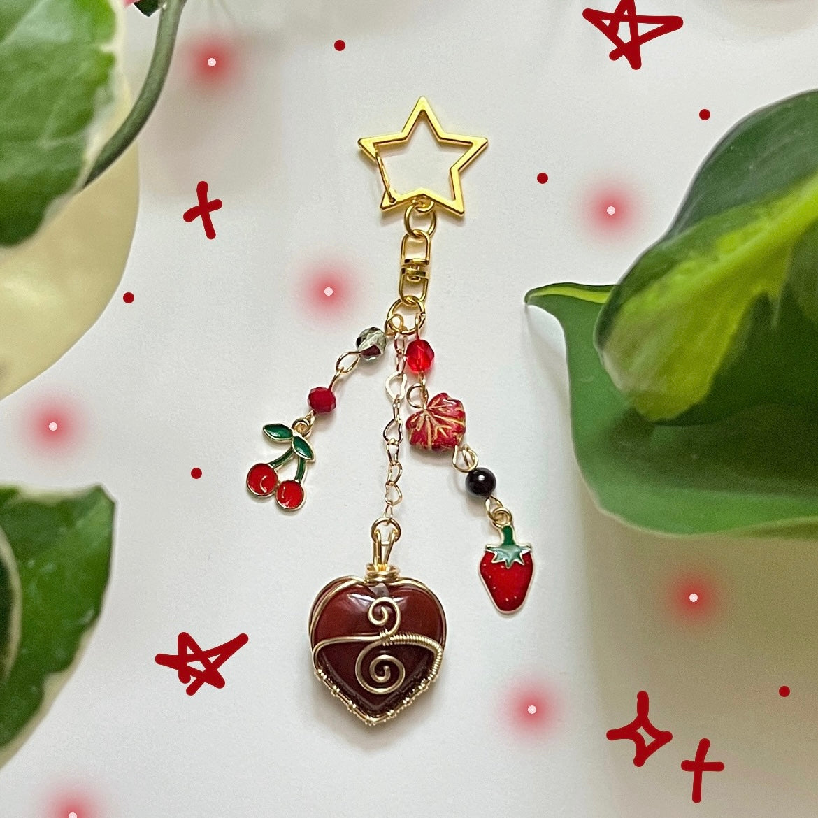 Carnelian Love Wrap Keychain (Gold)