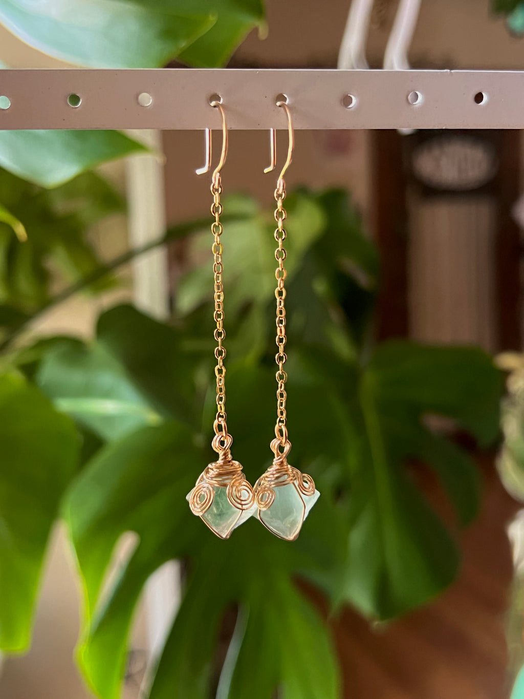 Green Fluorite Drop Earrings