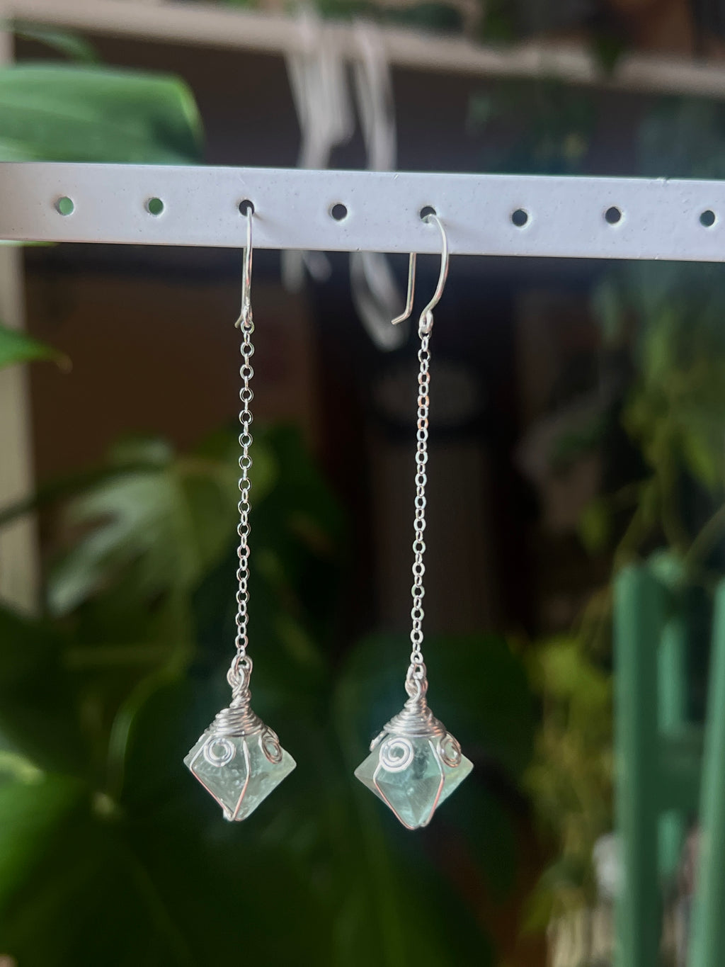 Green Fluorite Drop Earrings