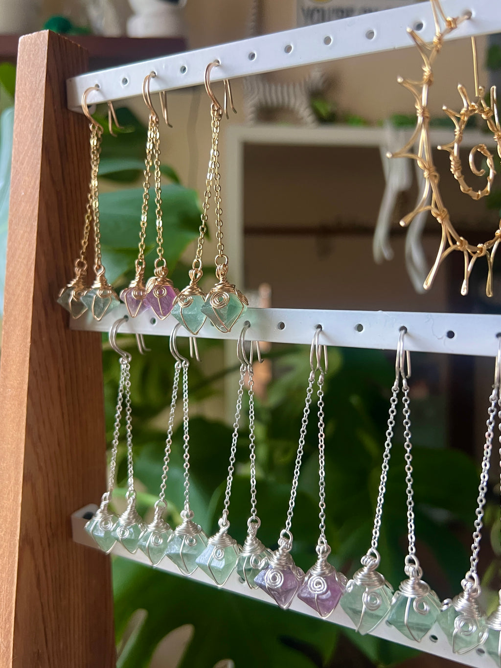 Purple Fluorite Drop Earrings