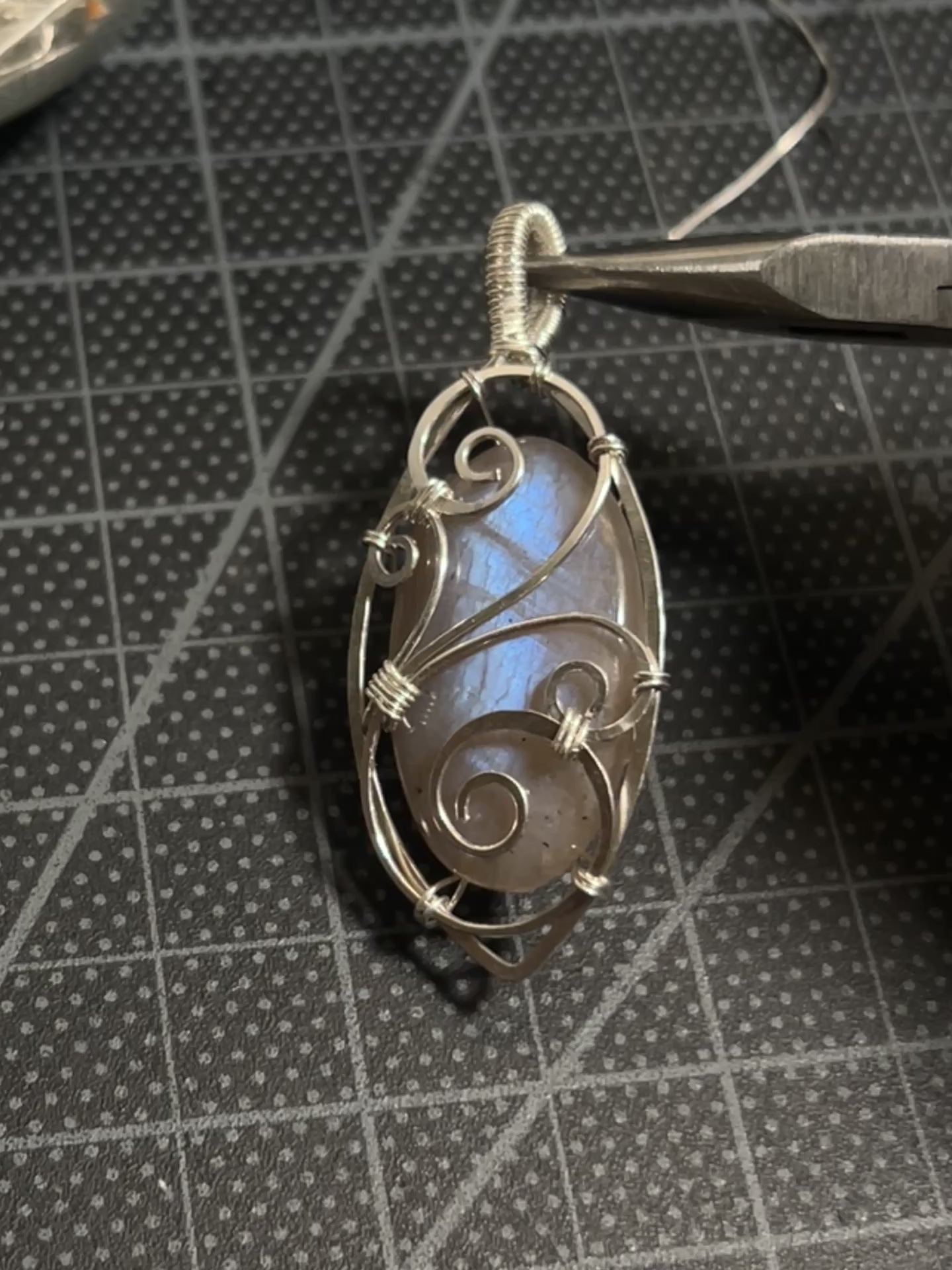 Floating Peach Moonstone Gate Pendant (STERLING SILVER)