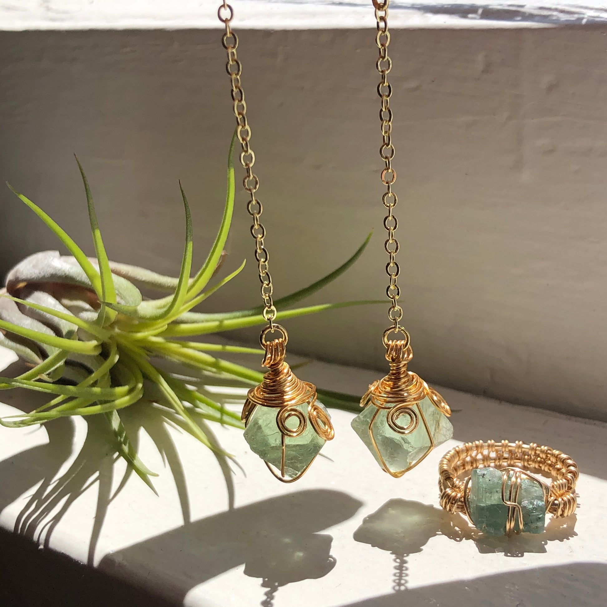 Green Fluorite Drop Earrings
