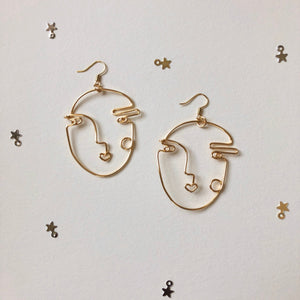 Abstract Face Wire Earrings <3