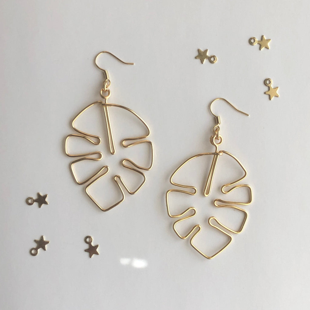 Monstera Leaf Wire Earrings <3