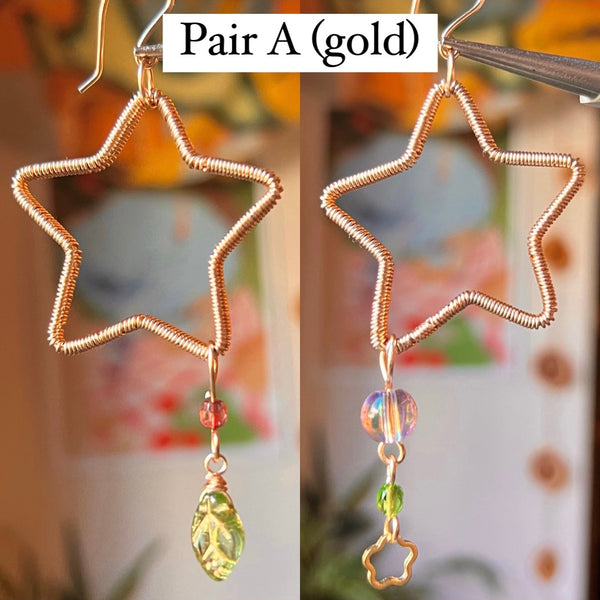 Asymmetrical Star Wire Earrings <3