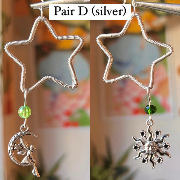Asymmetrical Star Wire Earrings <3