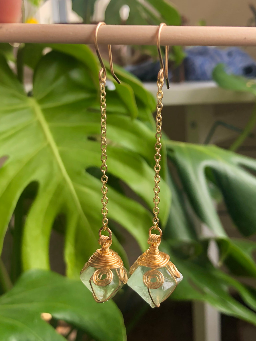 Green Fluorite Drop Earrings