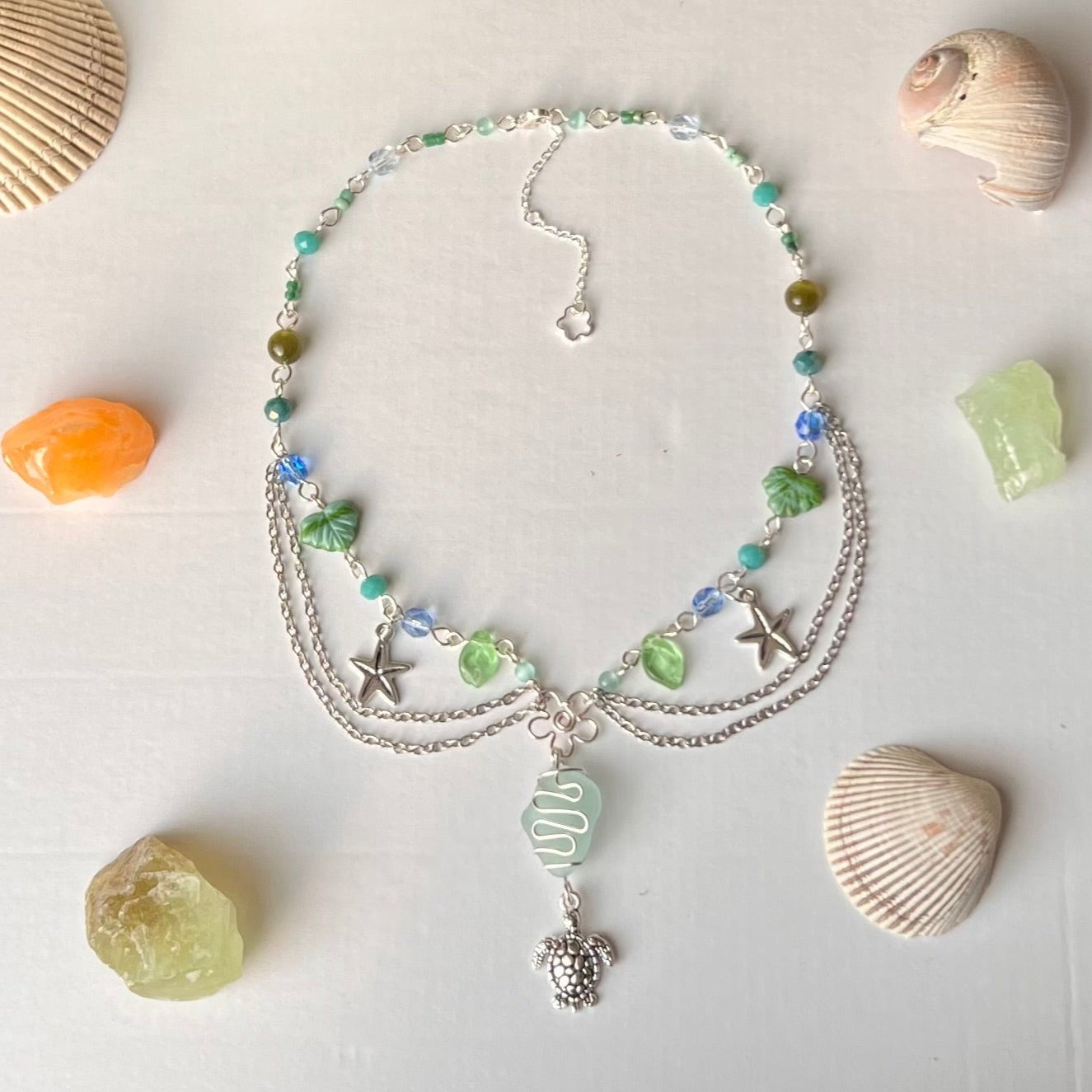 Blue Sea Glass Necklace