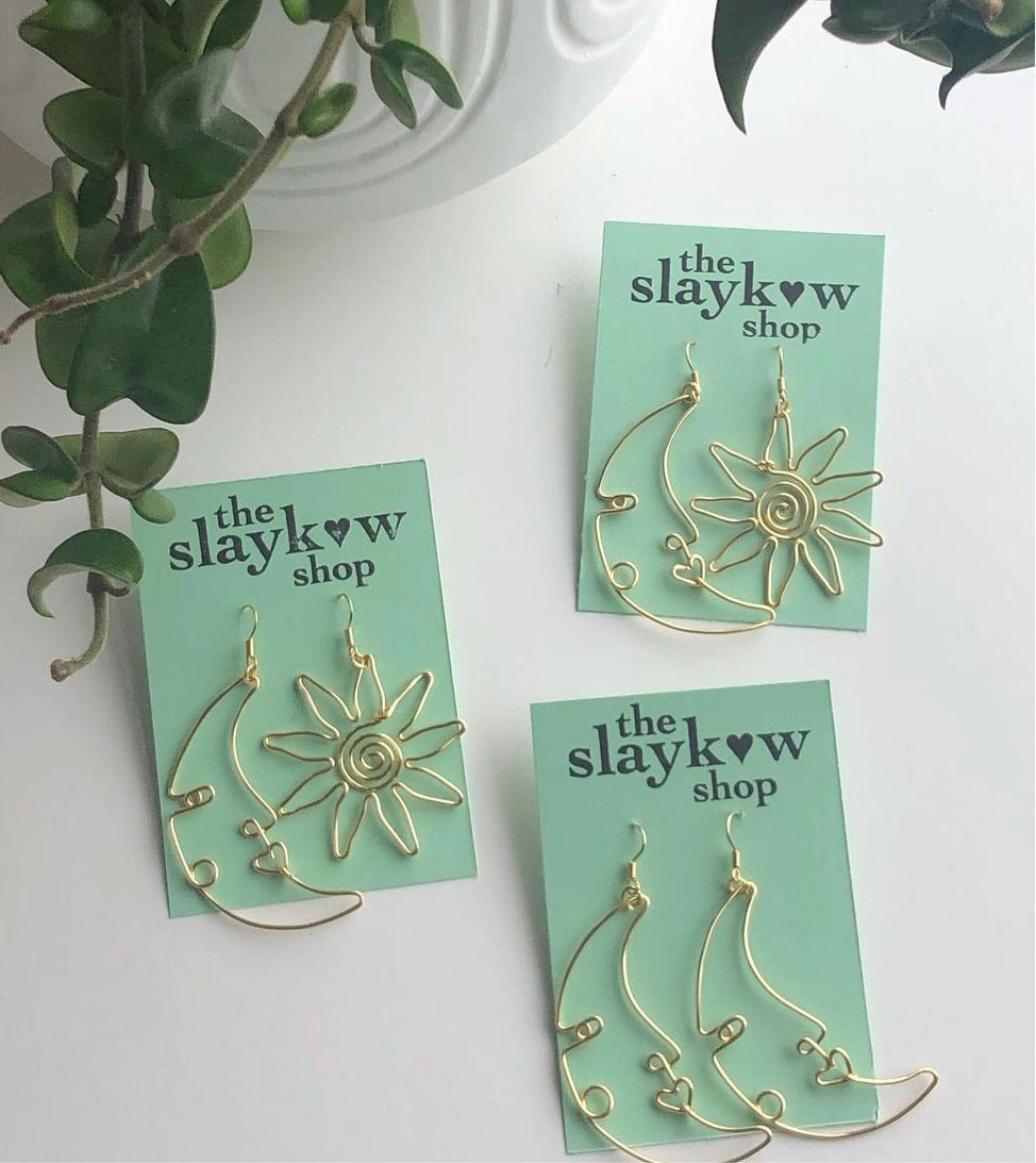 Sun + Moon Wire Earrings <3